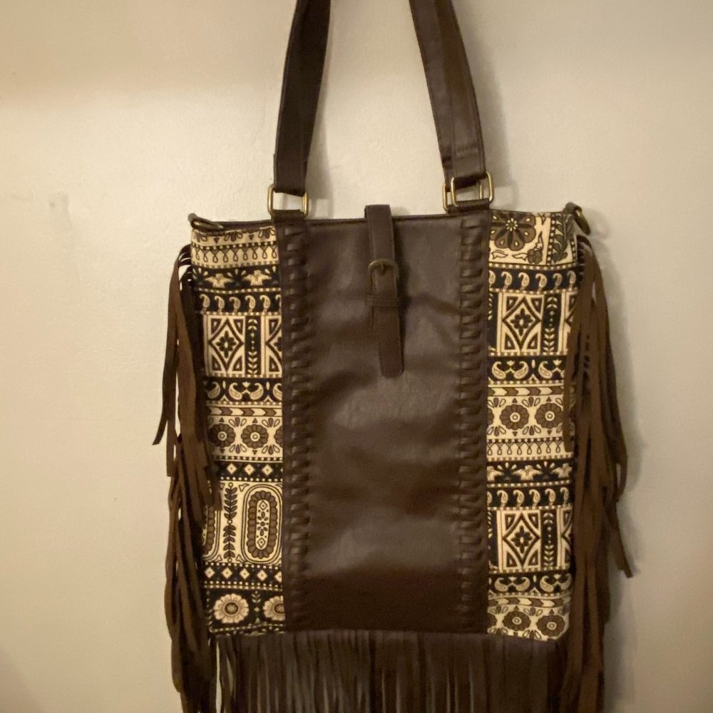 Brown Fringe Boho style Tote Bag/Purse